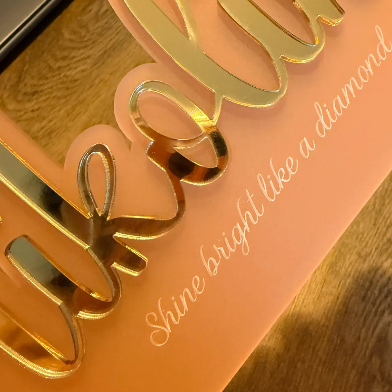 1/8"(3mm) Deep Gold Mirror Acrylic test grid