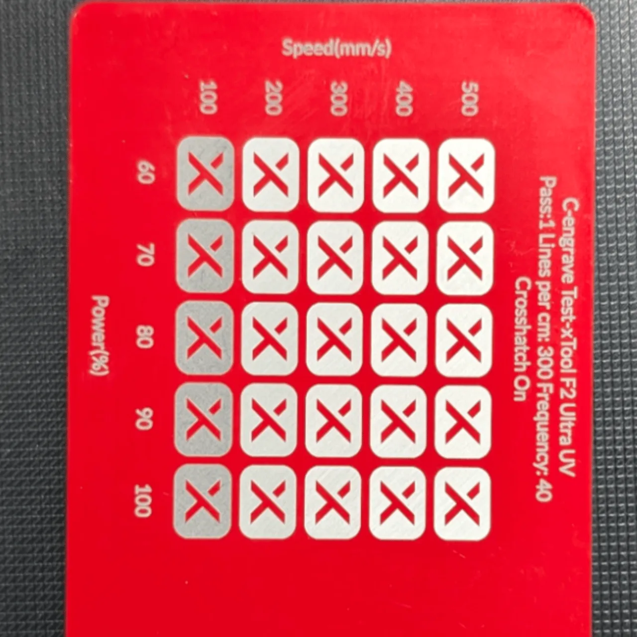 Red Metal Business Card test grid