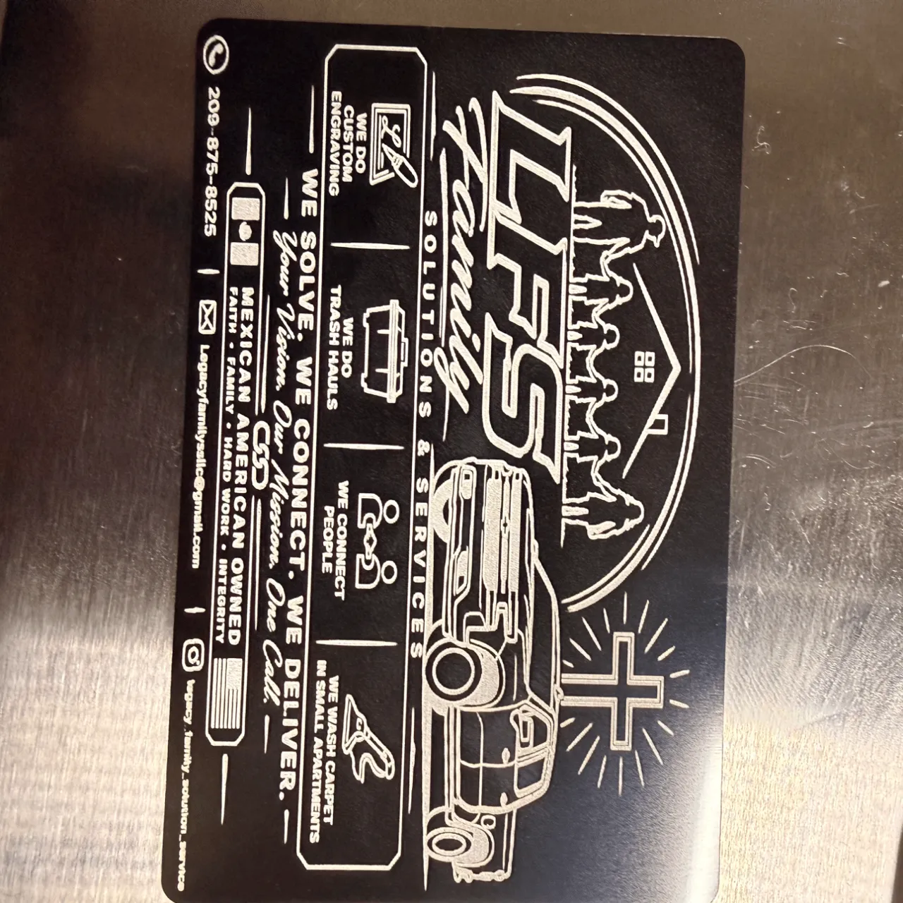 1/64"(0.2mm) Black Metal Business Card test grid