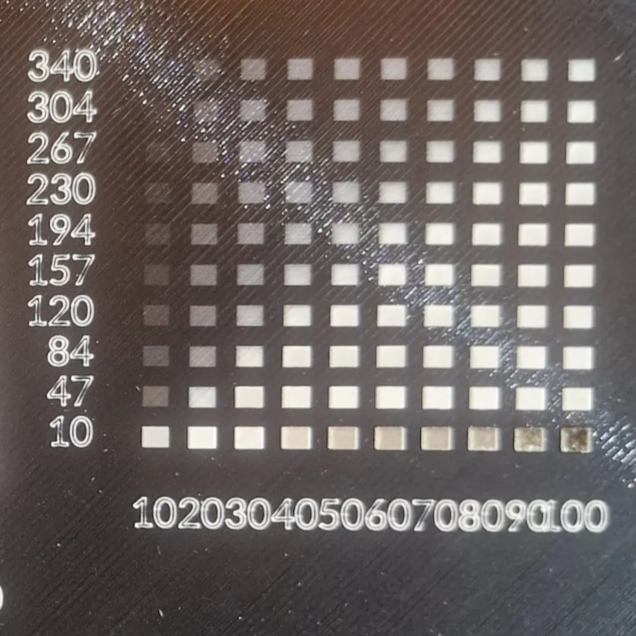 gst3d filament lolo PLA negro de 3 mm test grid