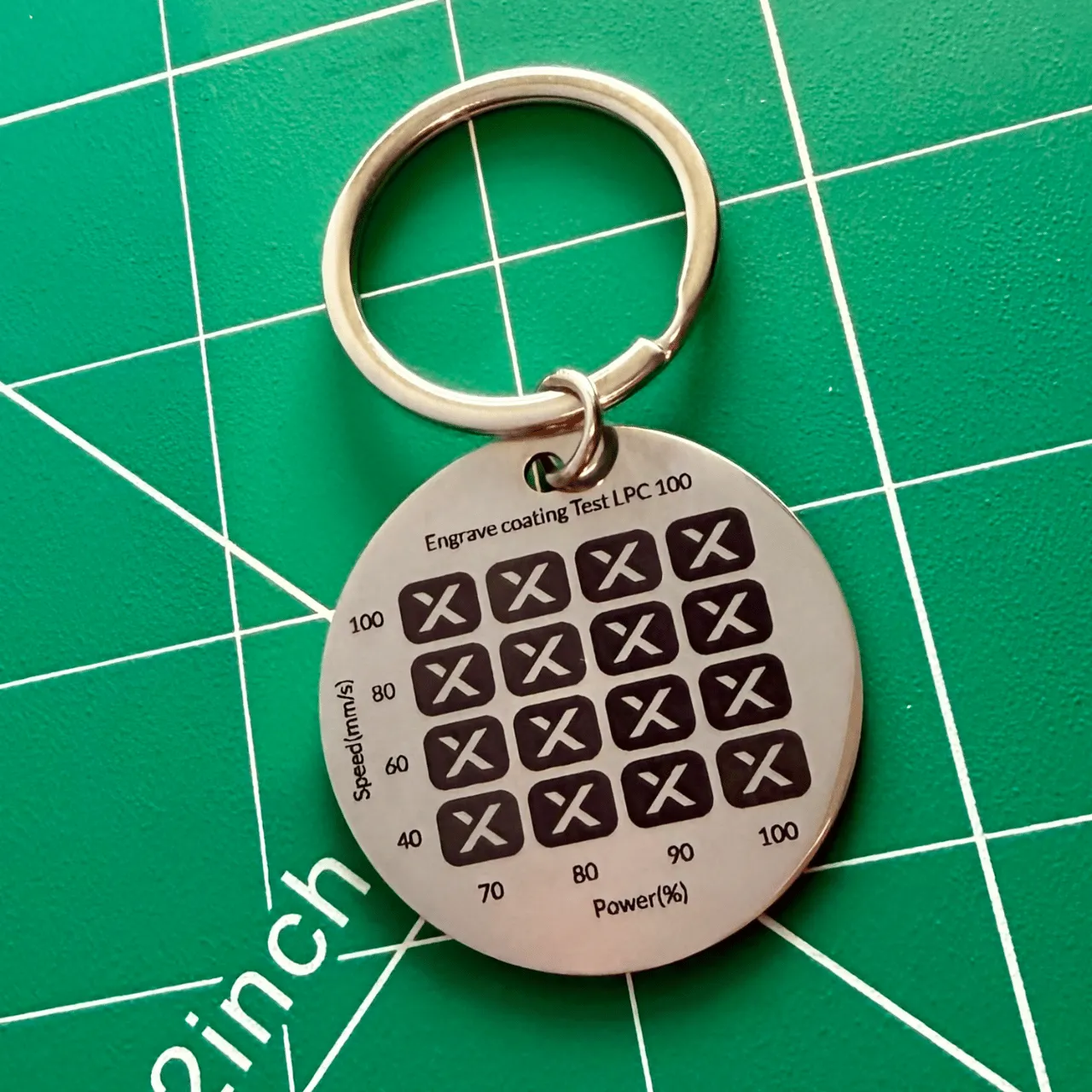 Stainless Steel Keychain test grid