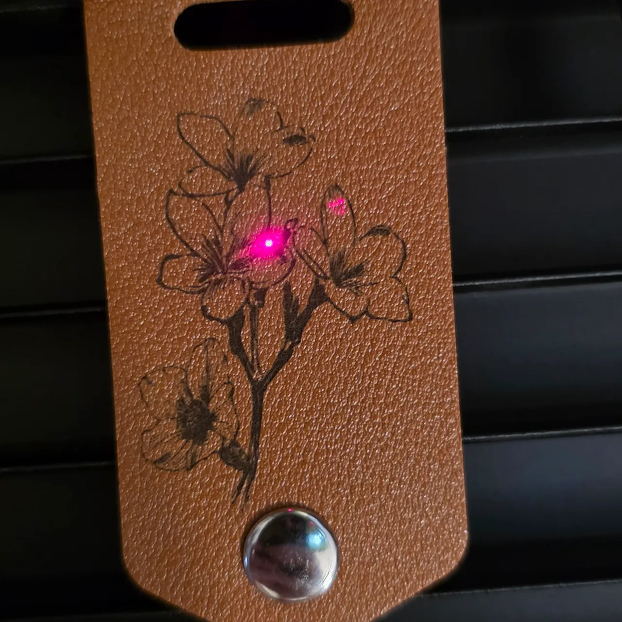 Brown PU Keychain Holder test grid