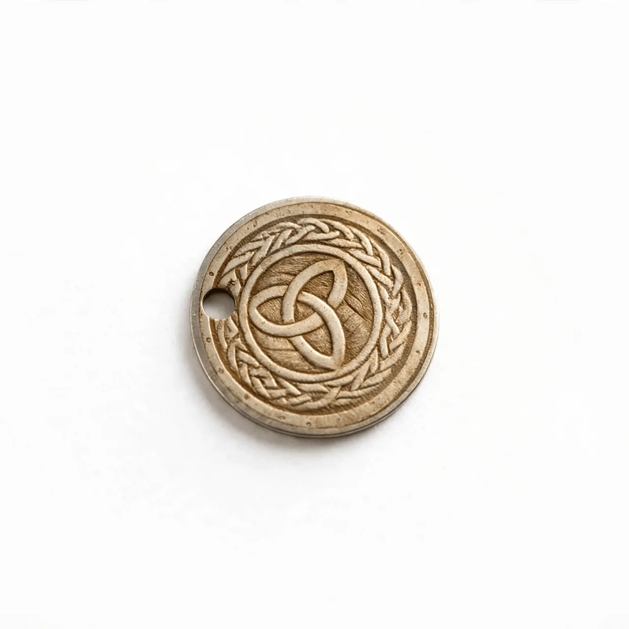 Round Stainless Steel Tag Pendant - Silver test grid