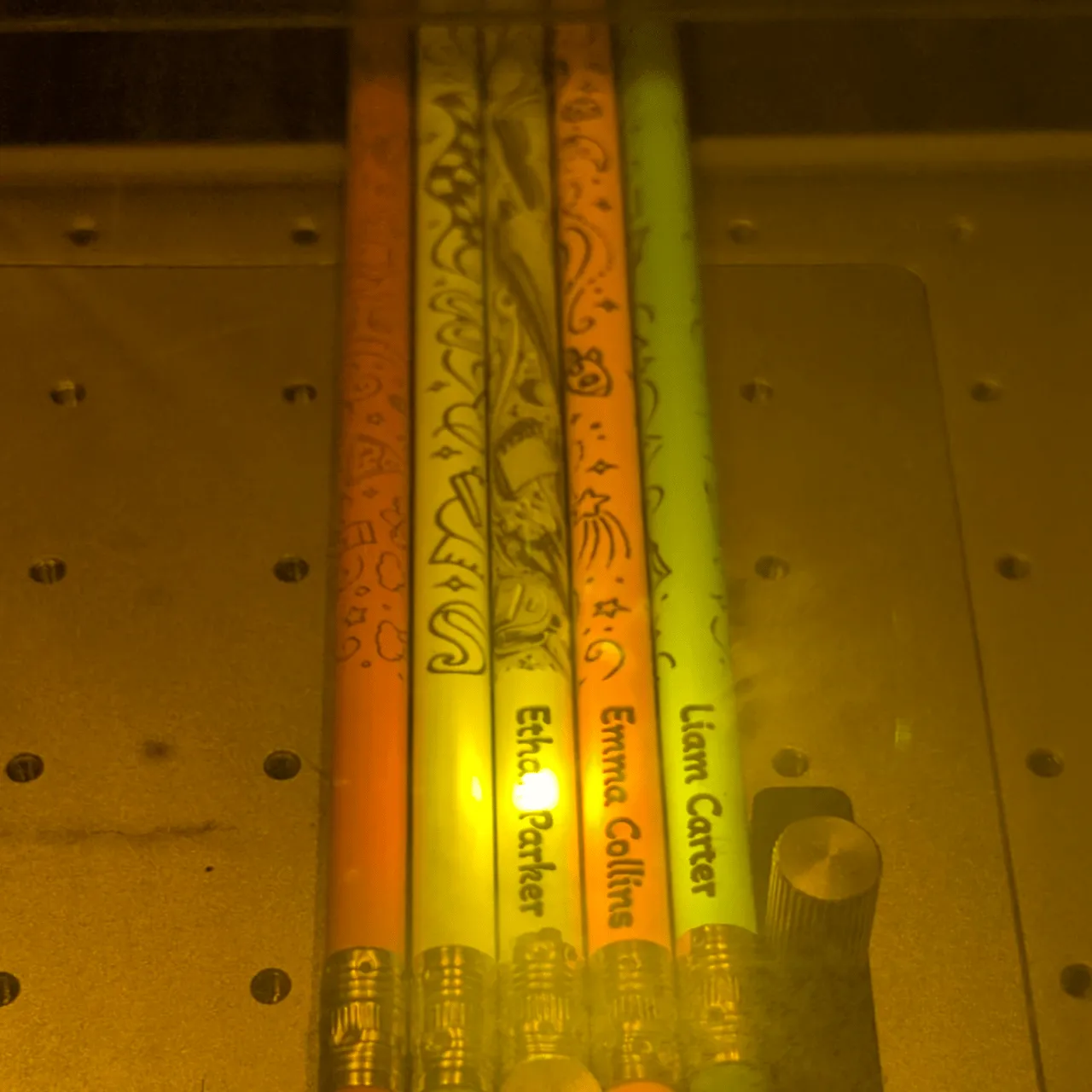 painted wood pencil test grid