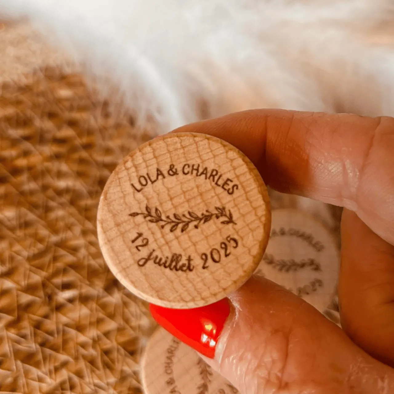 light wood circular token test grid