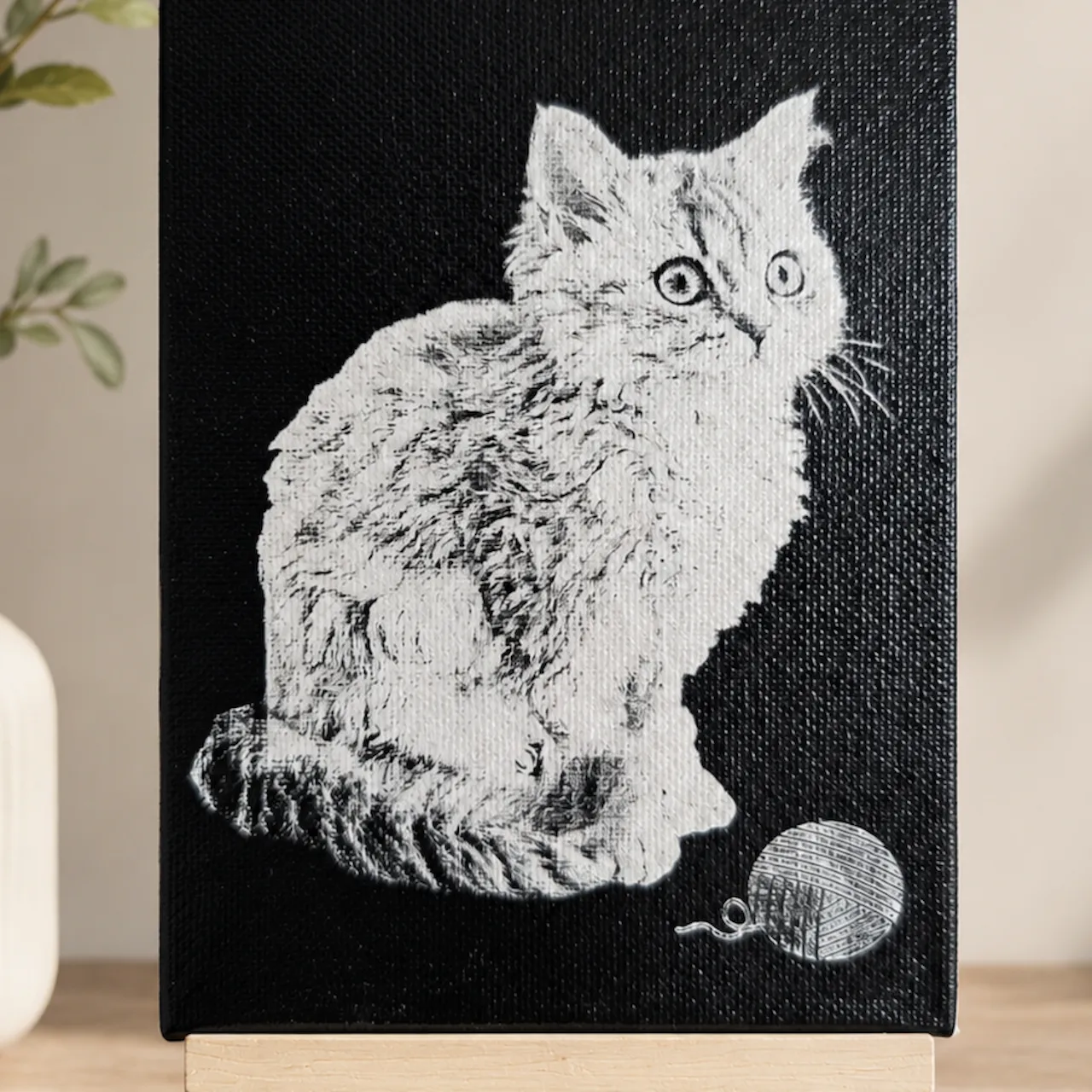 White Canvas Coated with black Acrylic paint test grid