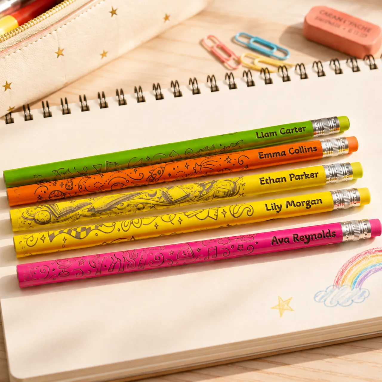 painted wood pencil test grid