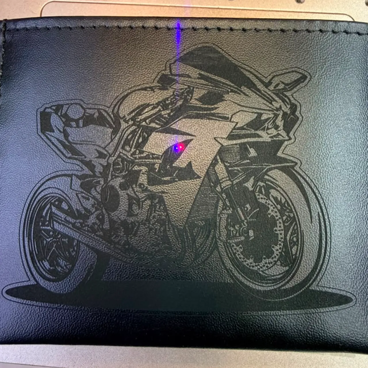 Black to Silver Laserable PU Leather test grid