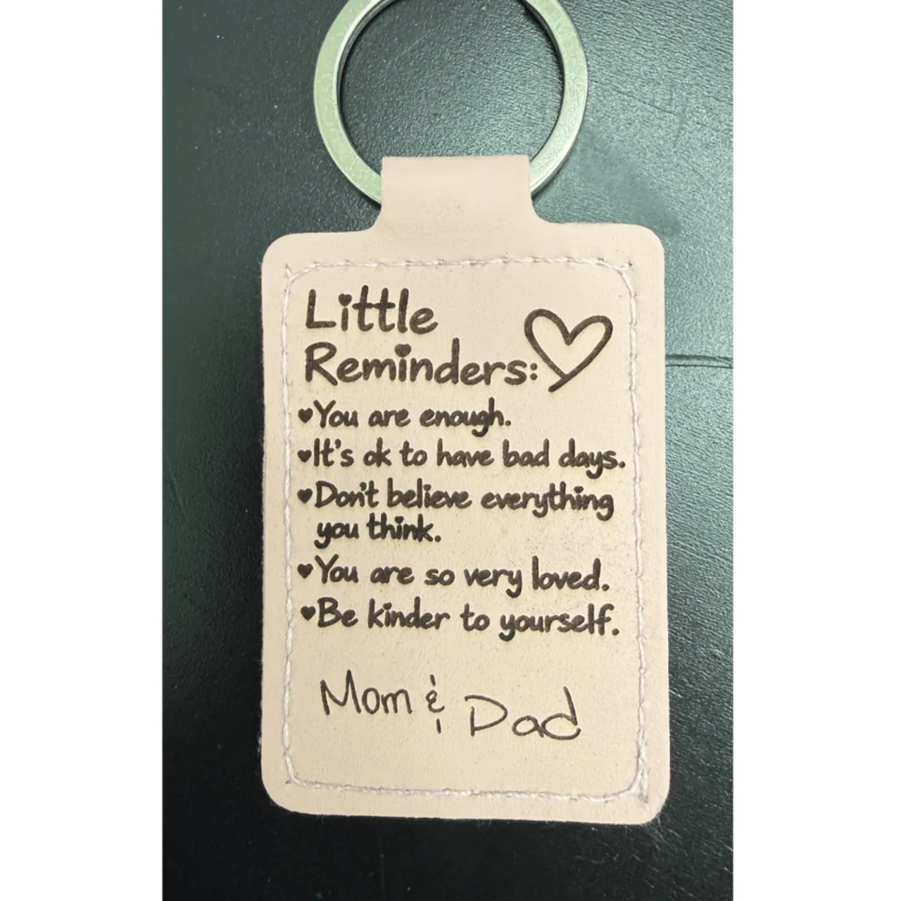 Brown Leather Wide Keychain test grid