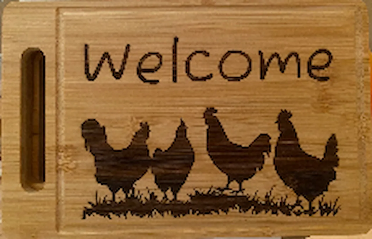 Bamboo Cutting Board with Cutout Handle test grid