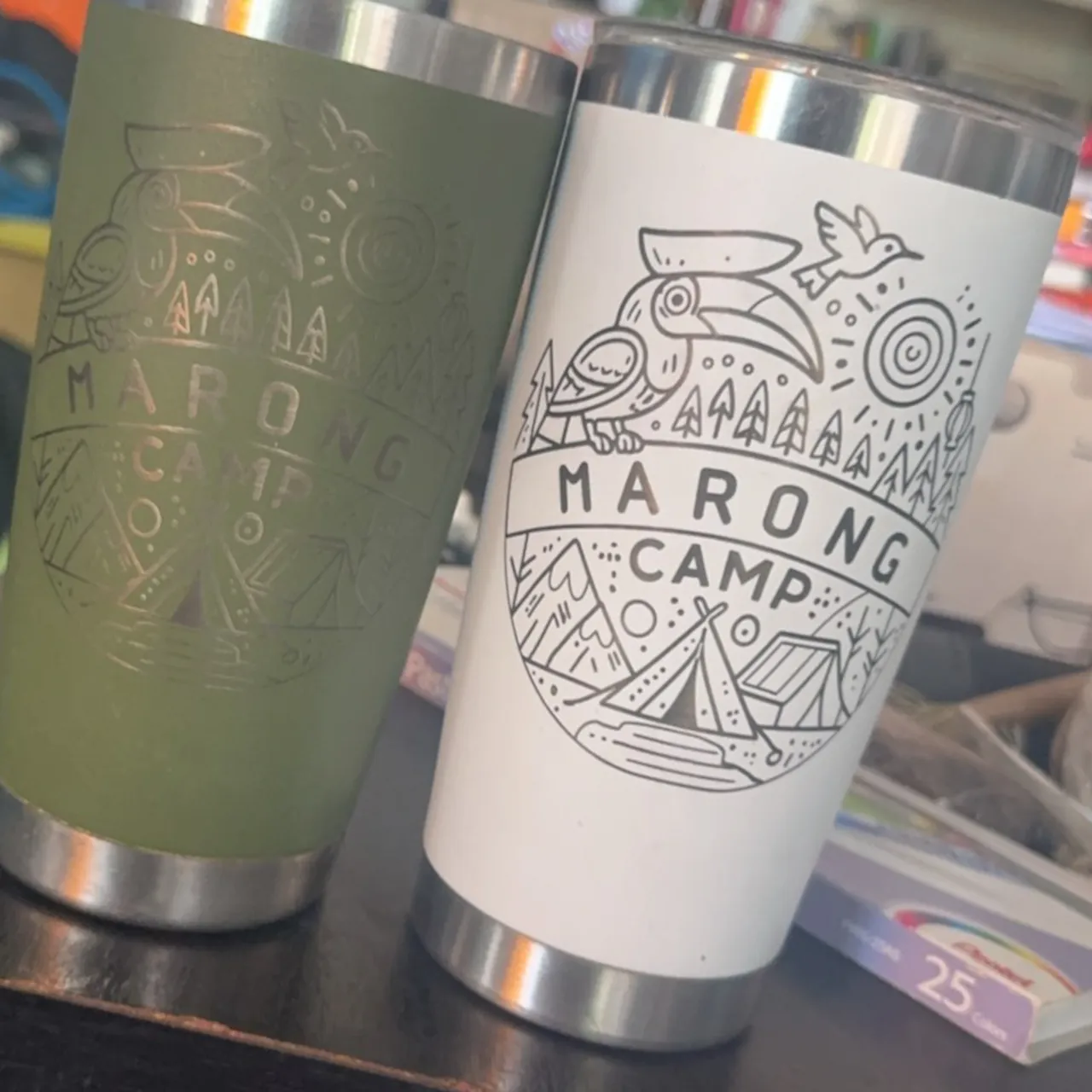20oz(600ml) White Coffee Tumbler for Laser Engraving test grid