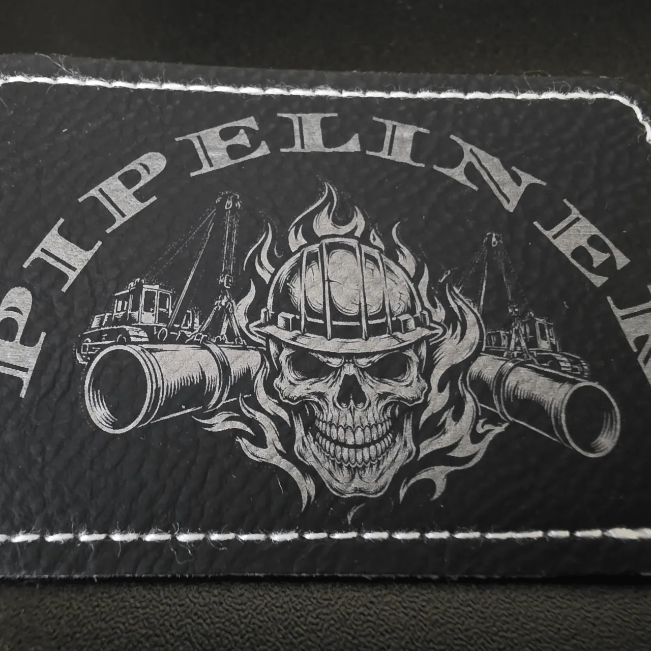 Black to Silver Laserable PU Leather test grid