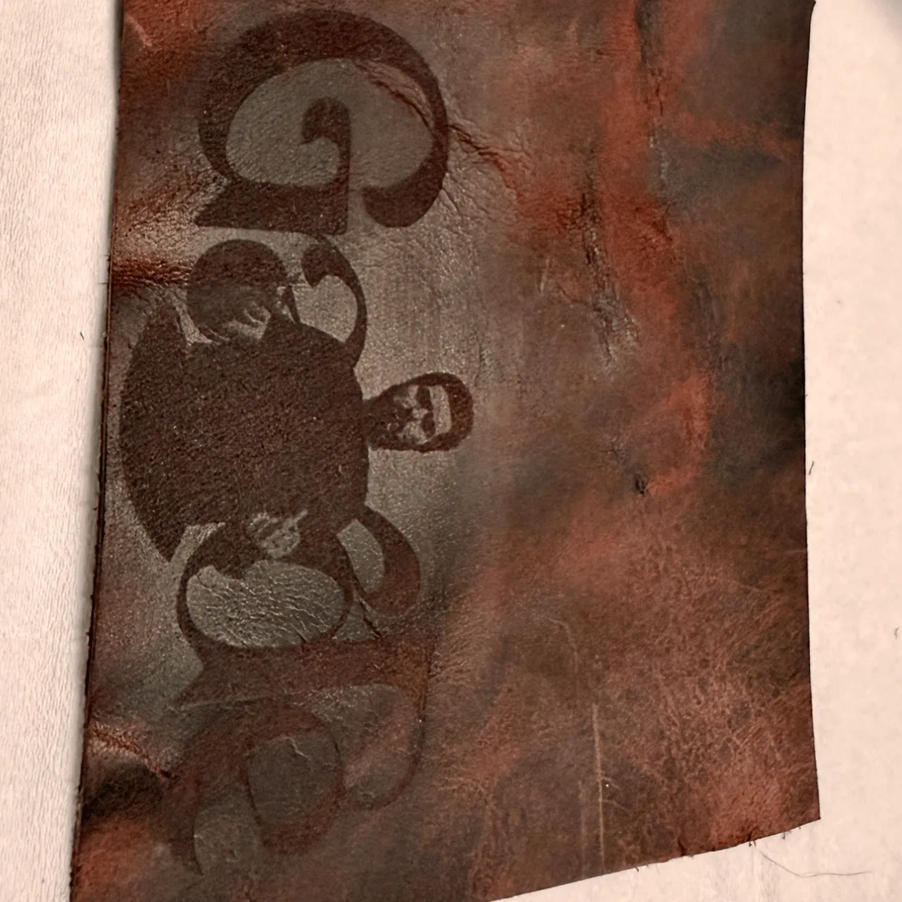 Deep Brown Top Grain Cowhide Leather test grid