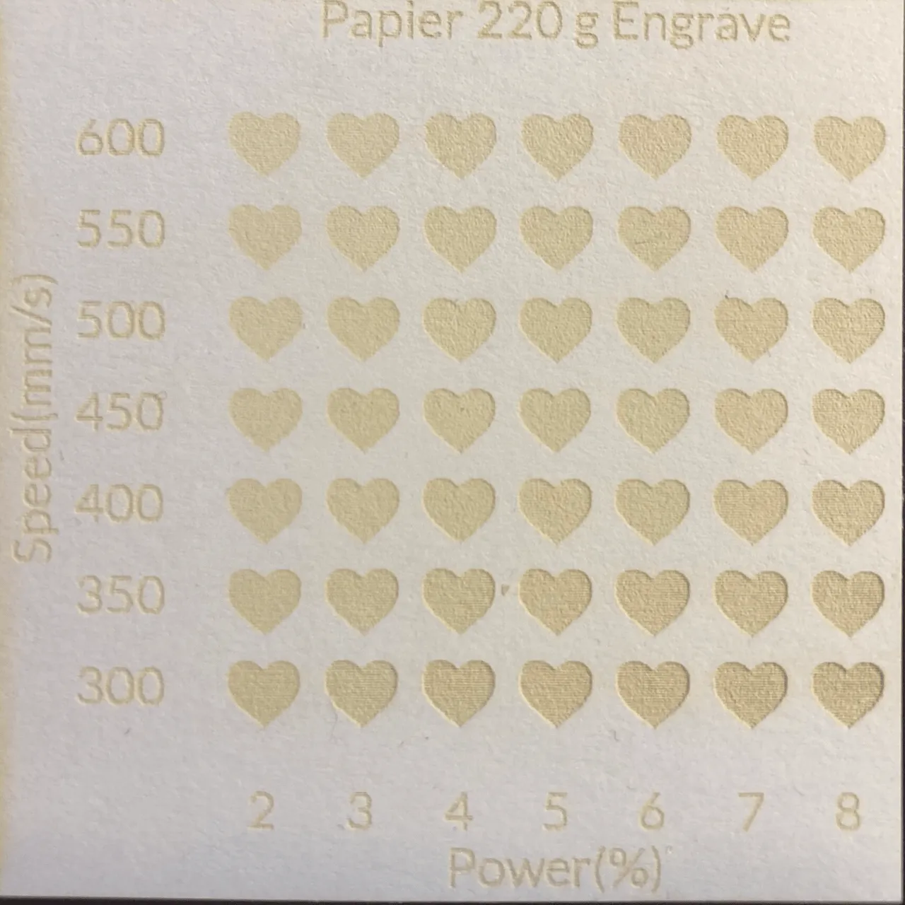 white 220g cardstock test grid
