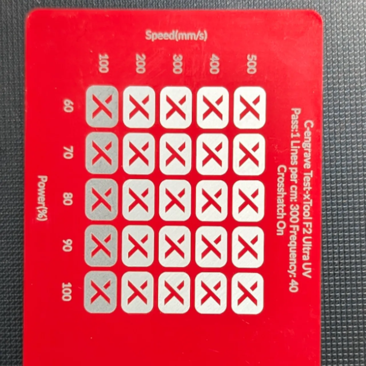 Red Metal Business Card test grid