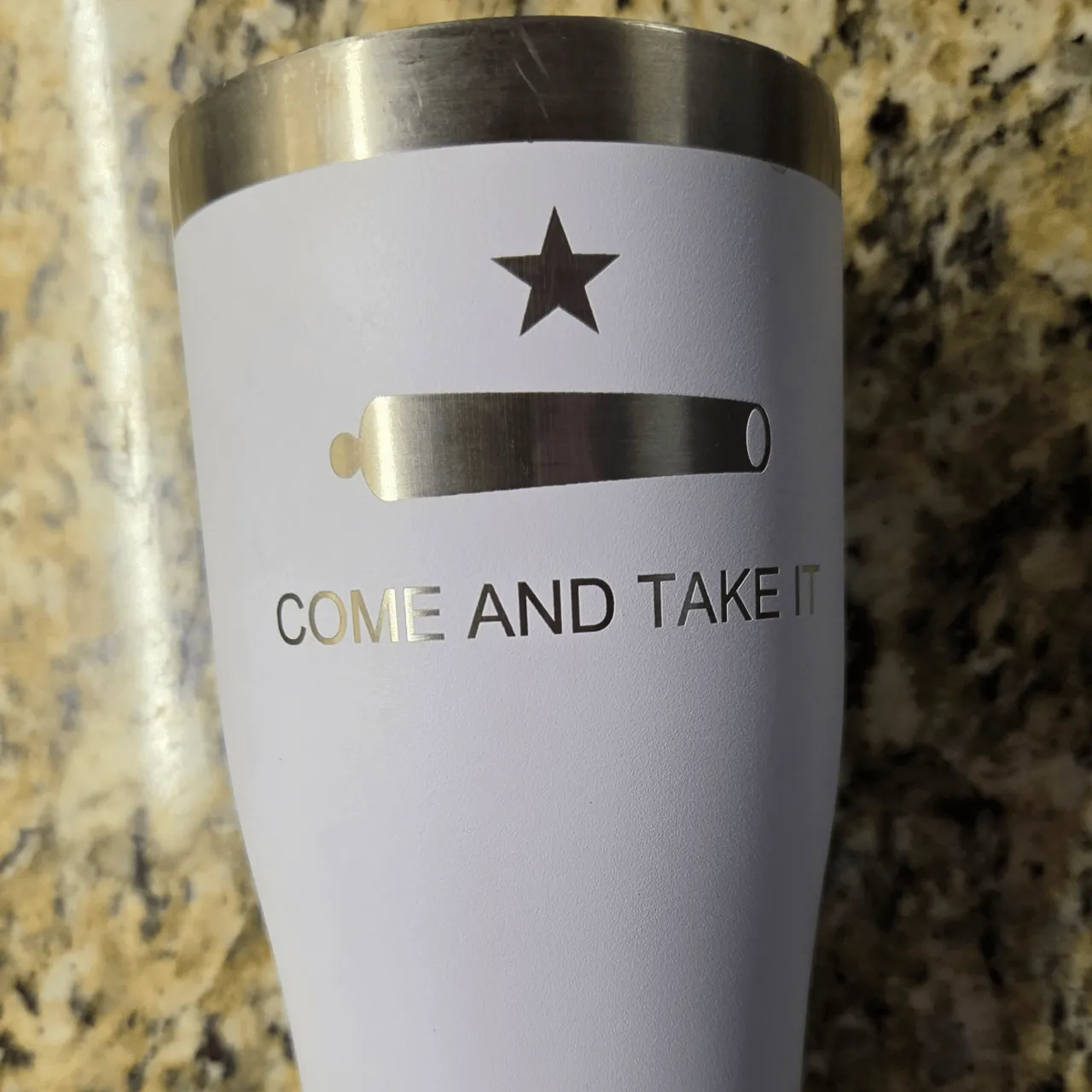 Cream White to Gold Stainless Steel Tumbler with Handle(40oz) test grid