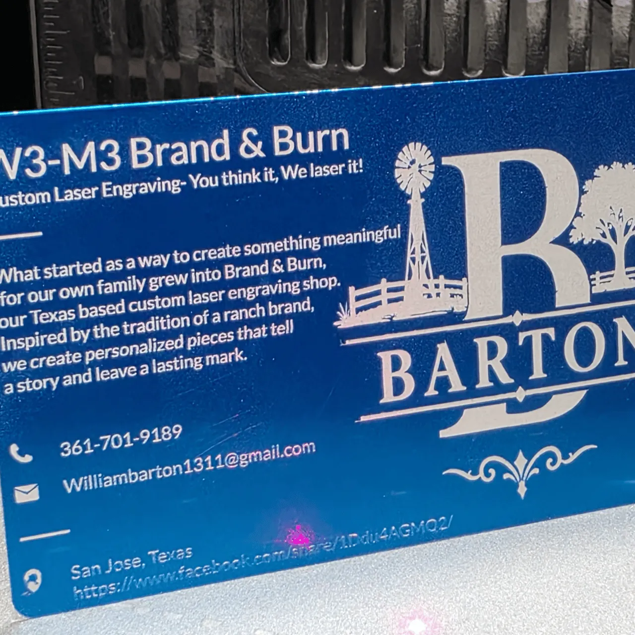 Blue Metal Business Card test grid
