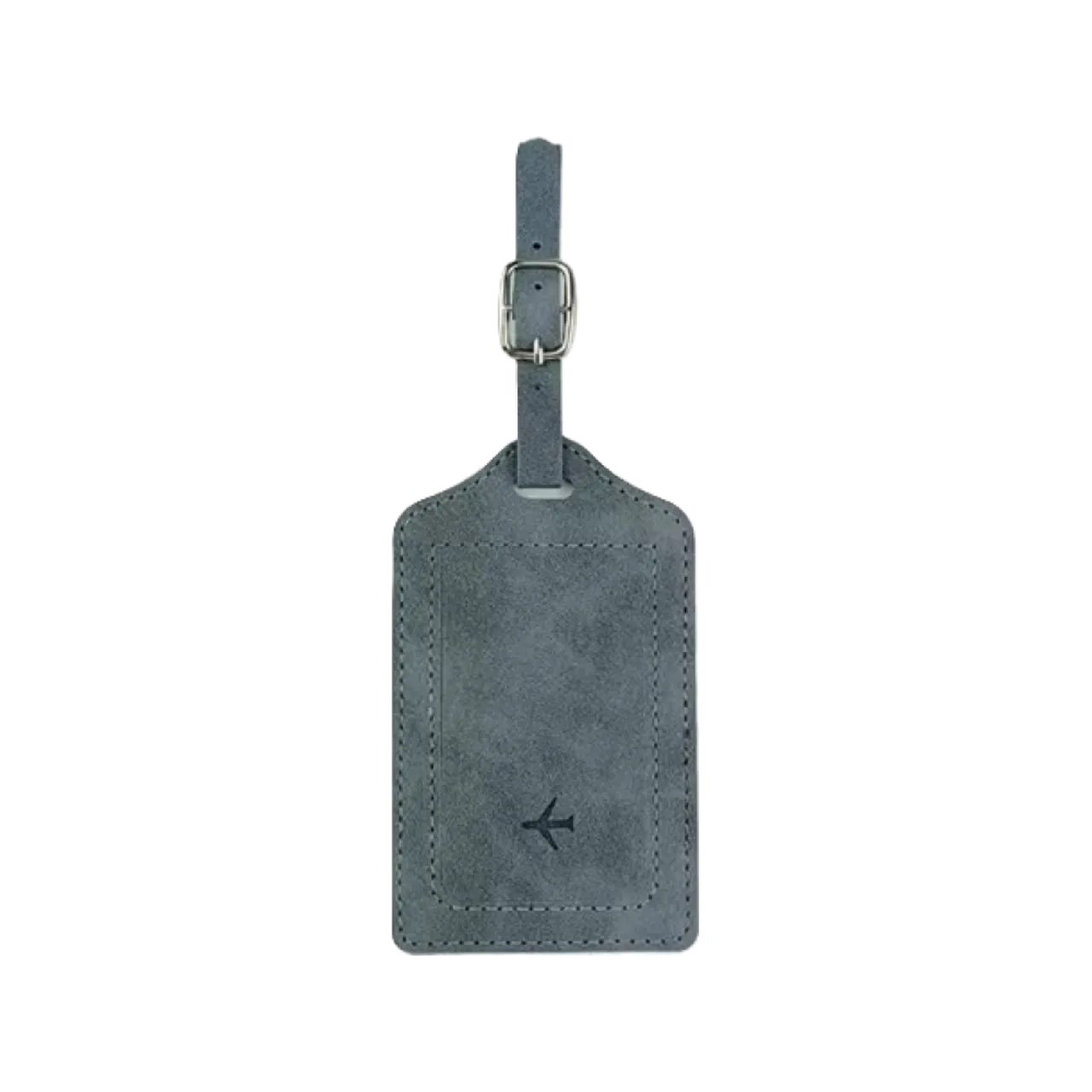 Ocean Grey Leather Luggage Tag Holder