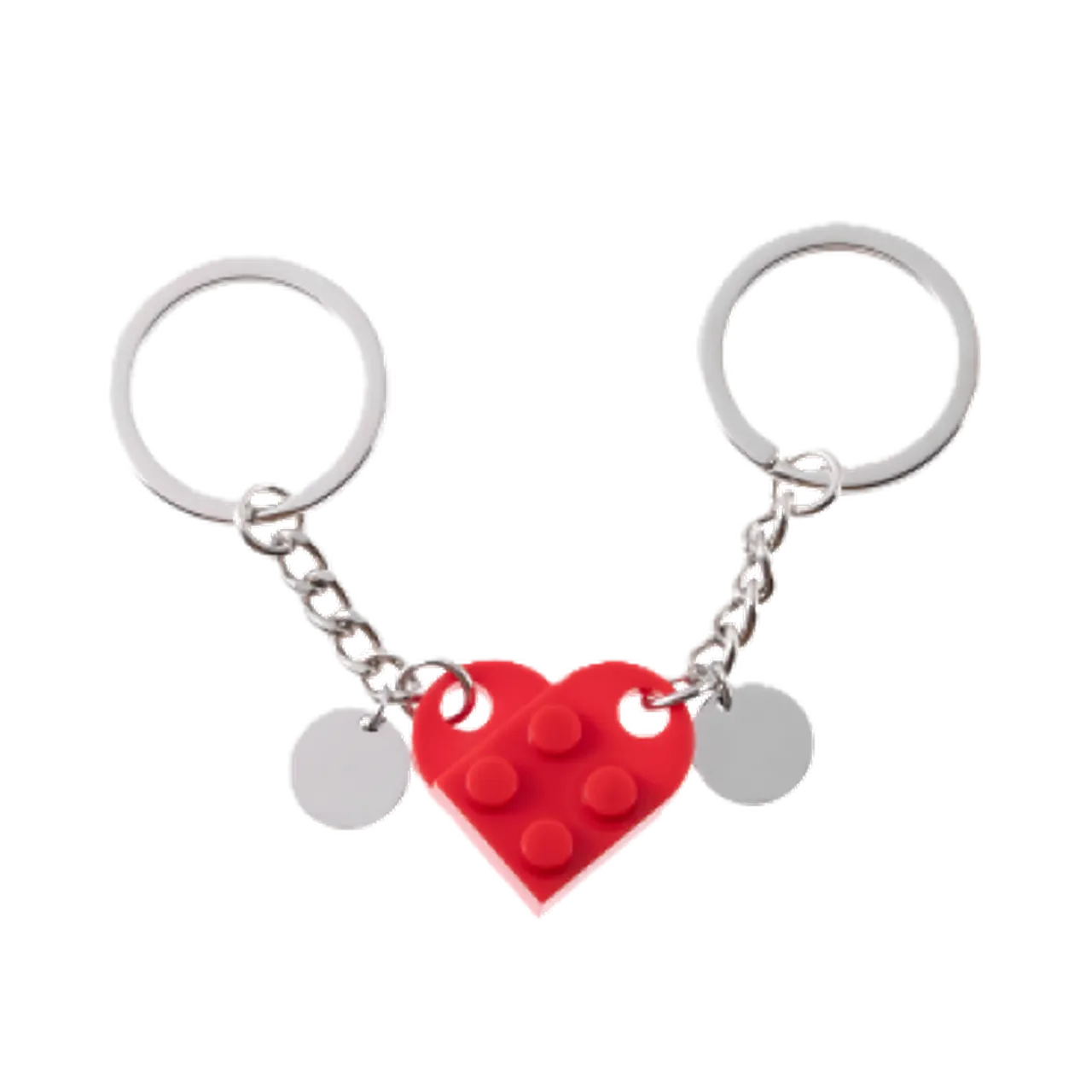 Brick Heart Initial Keychain Set