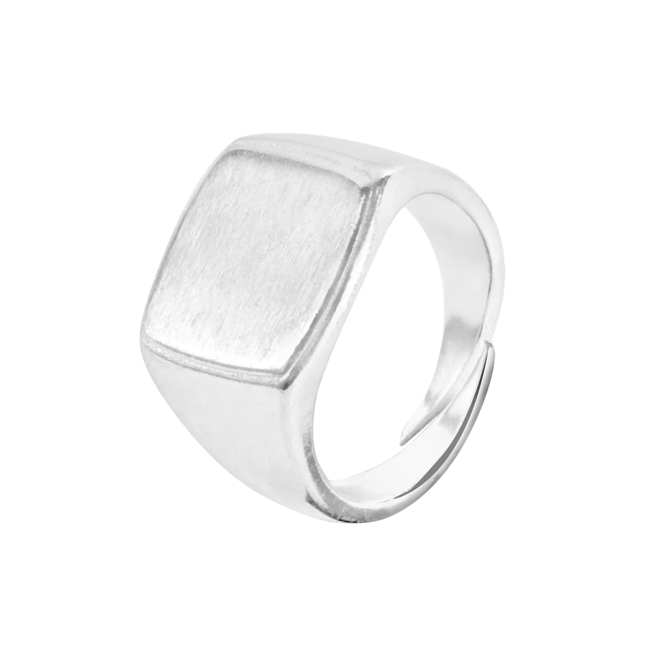 Silver Brass Square Signet Rings
