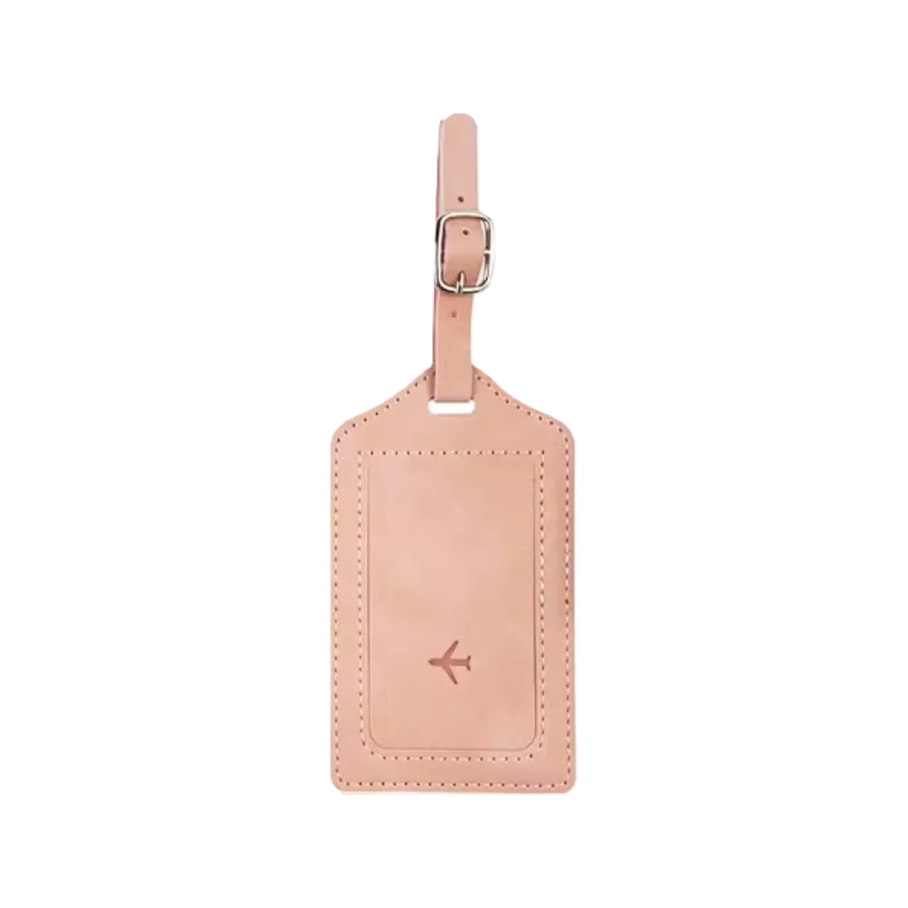 Pink Leather Luggage Tag Holder