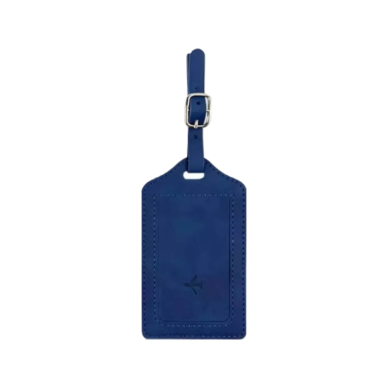 Dark Blue Leather Luggage Tag Holder