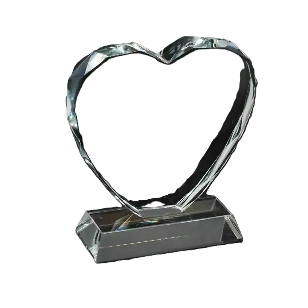 Beveled Faceted Heart-Shaped K9 Crystal