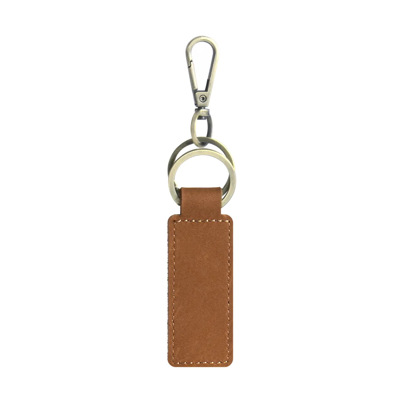 Brown Leather Wide Keychain