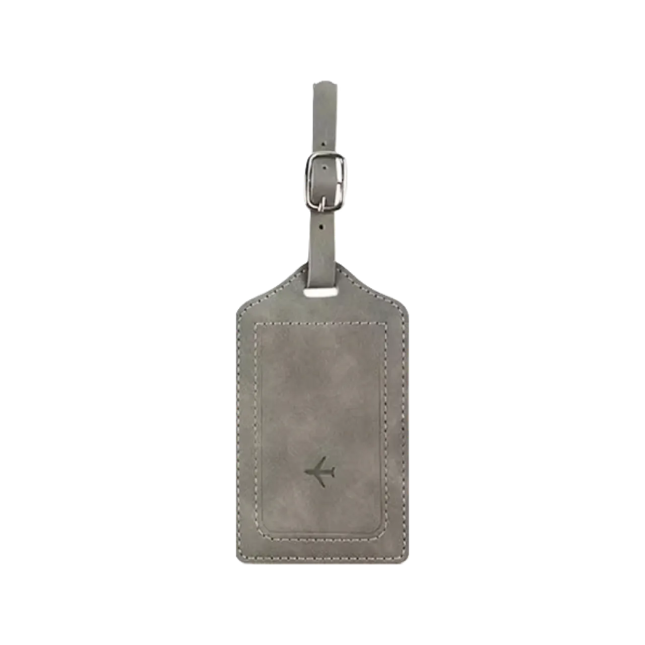 Grey Leather Luggage Tag Holder