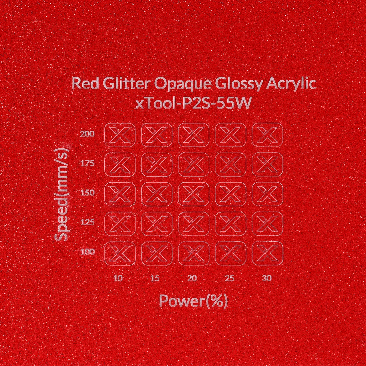 1/8"(3mm) Red Glitter Translucent Acrylic test grid