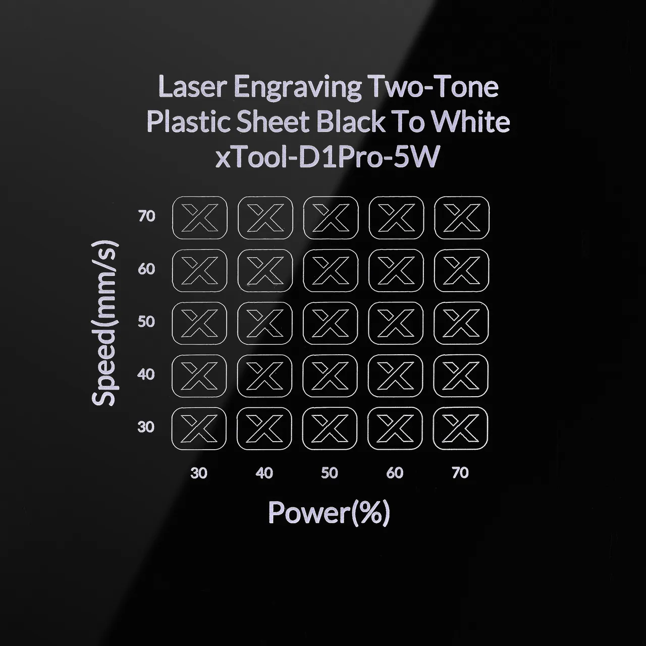 1/20"(1.3mm) Black to White Laser Engraving Two-Tone Plastic Sheet test grid