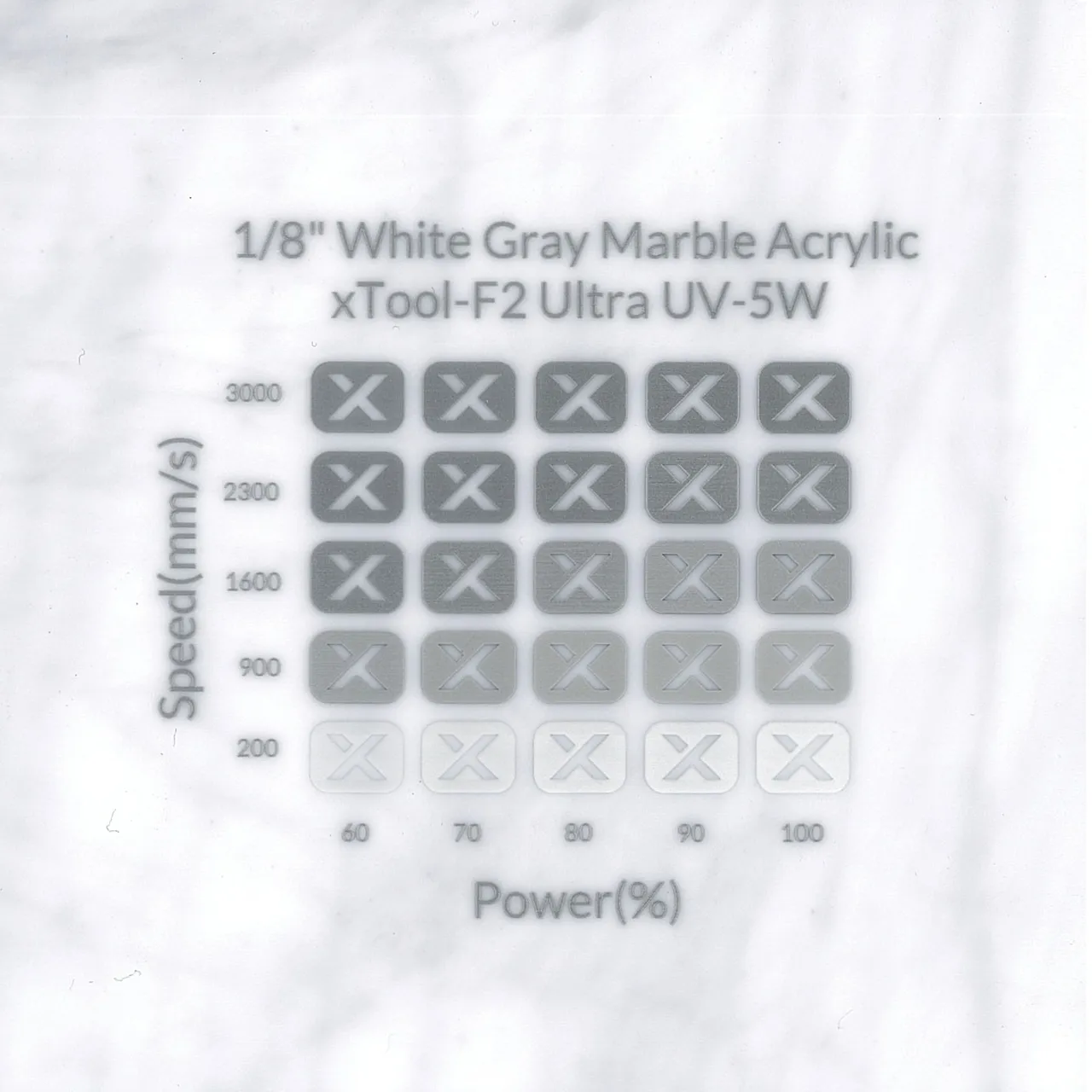 1/8"(3mm) White Gray Marble Acrylic test grid