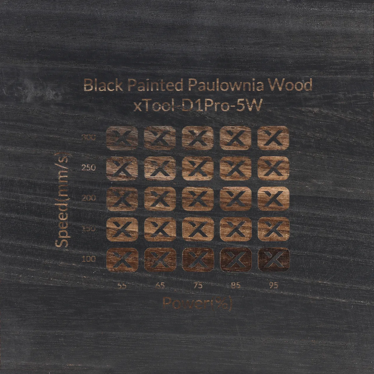 Black Painted Paulownia Wood test grid
