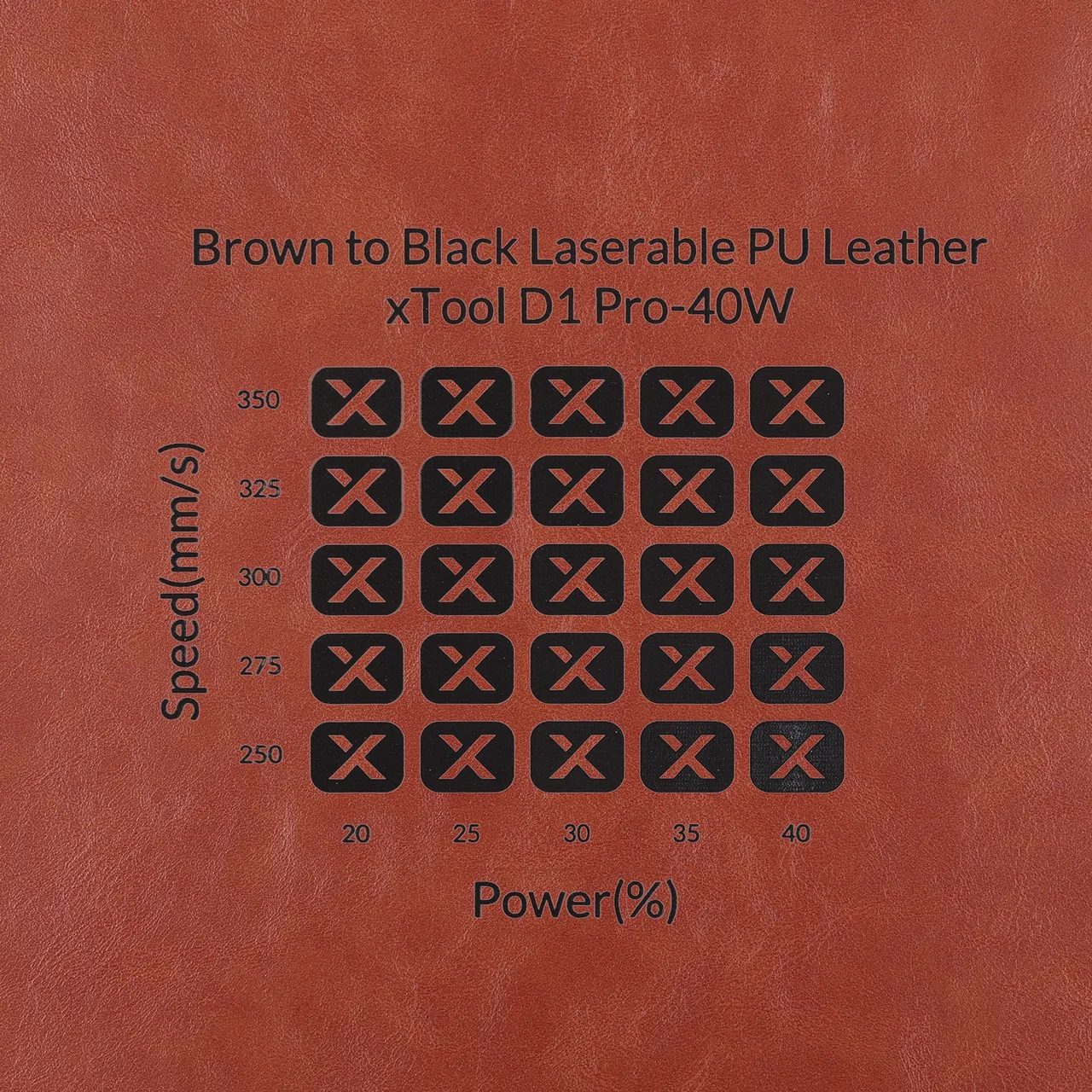 Brown to Black Laserable PU Leather Magnetic Bookmark test grid
