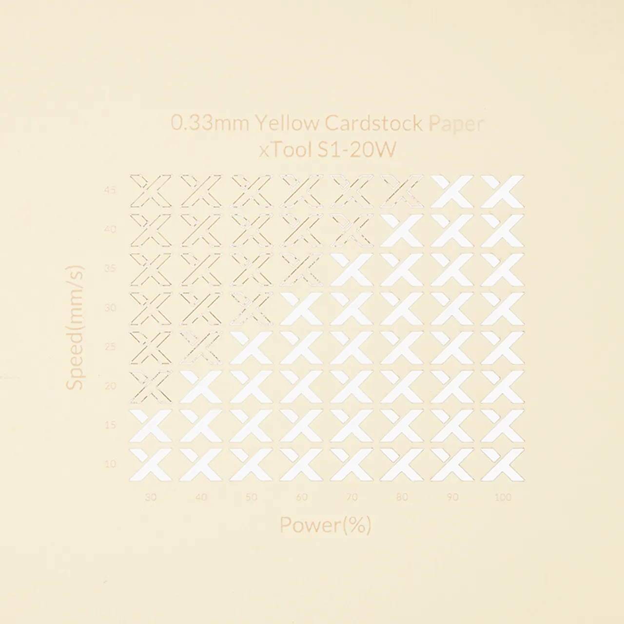 1/77"(0.33mm) Yellow Cardstock Paper test grid