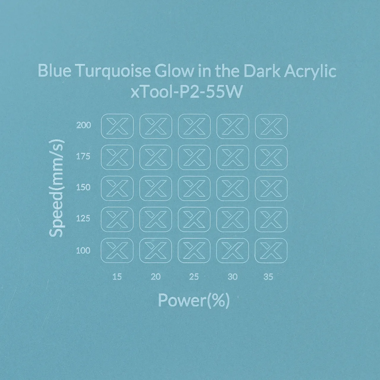 1/8"(3mm) Blue Turquoise Glow in the Dark Acrylic test grid