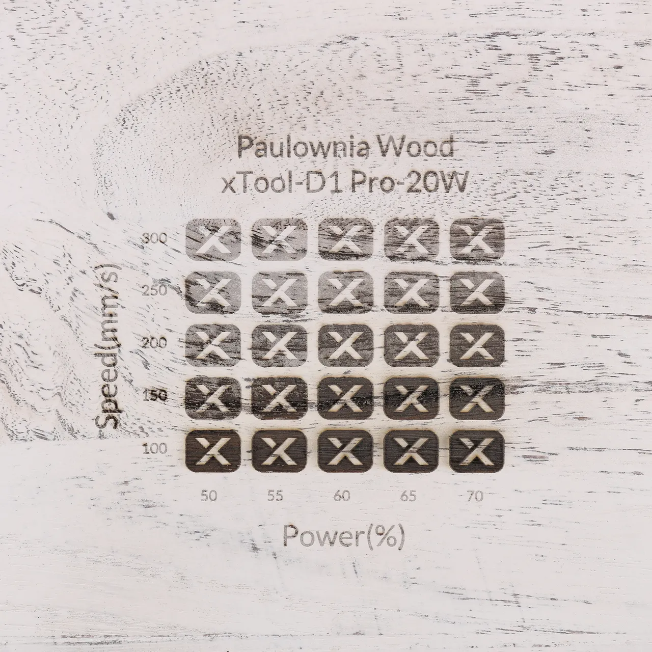 Distressed White Painted Paulownia Wood test grid