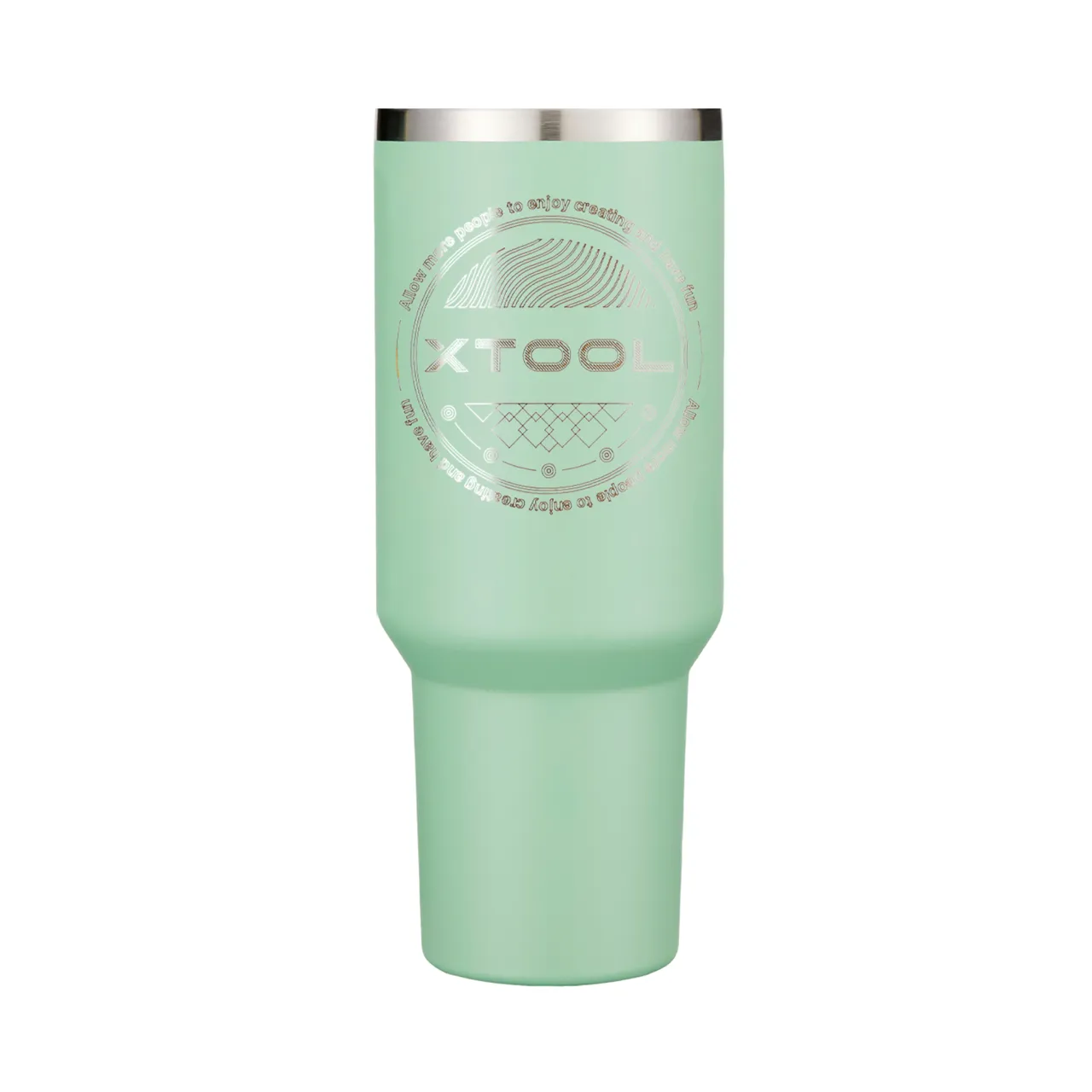 40oz(1183ml) Green to Silver Tumbler with Removable Handle