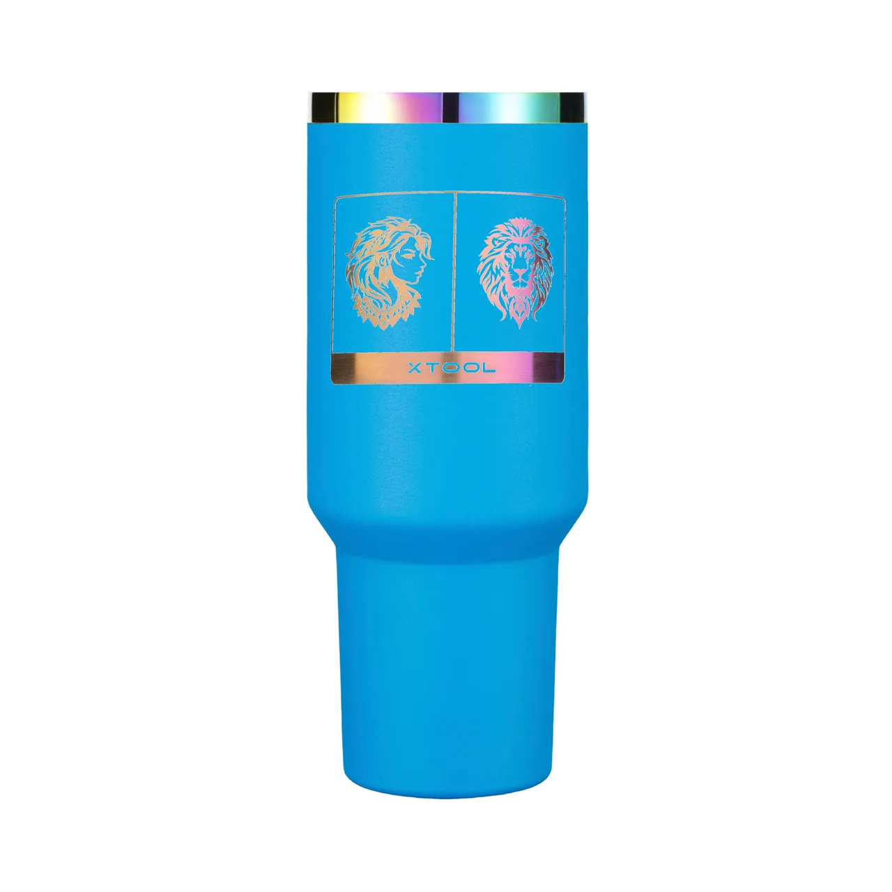 Deep Blue to Iridescent Stainless Steel Tumbler with Handle(40oz) test grid