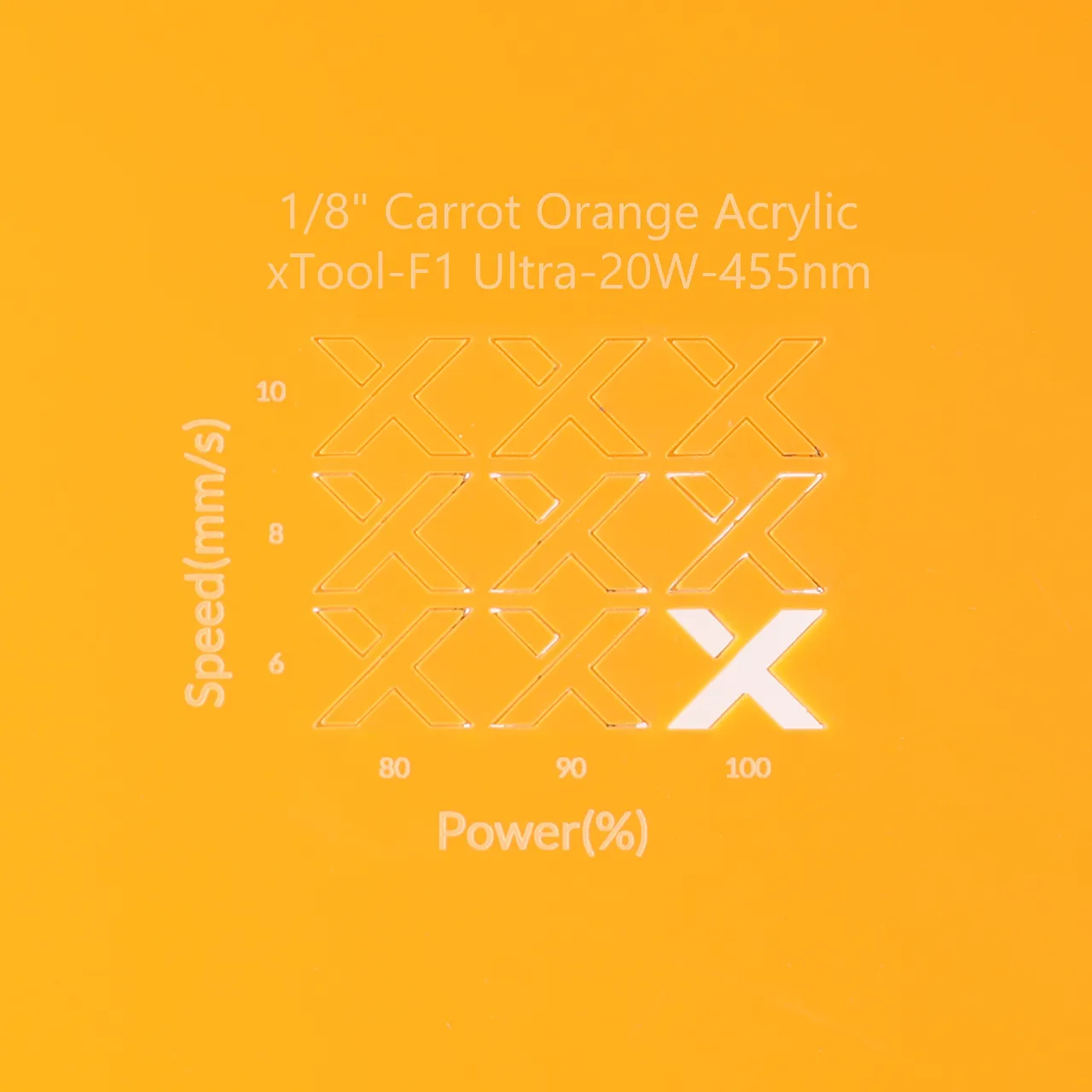 1/8"(3mm) Carrot Orange Acrylic test grid