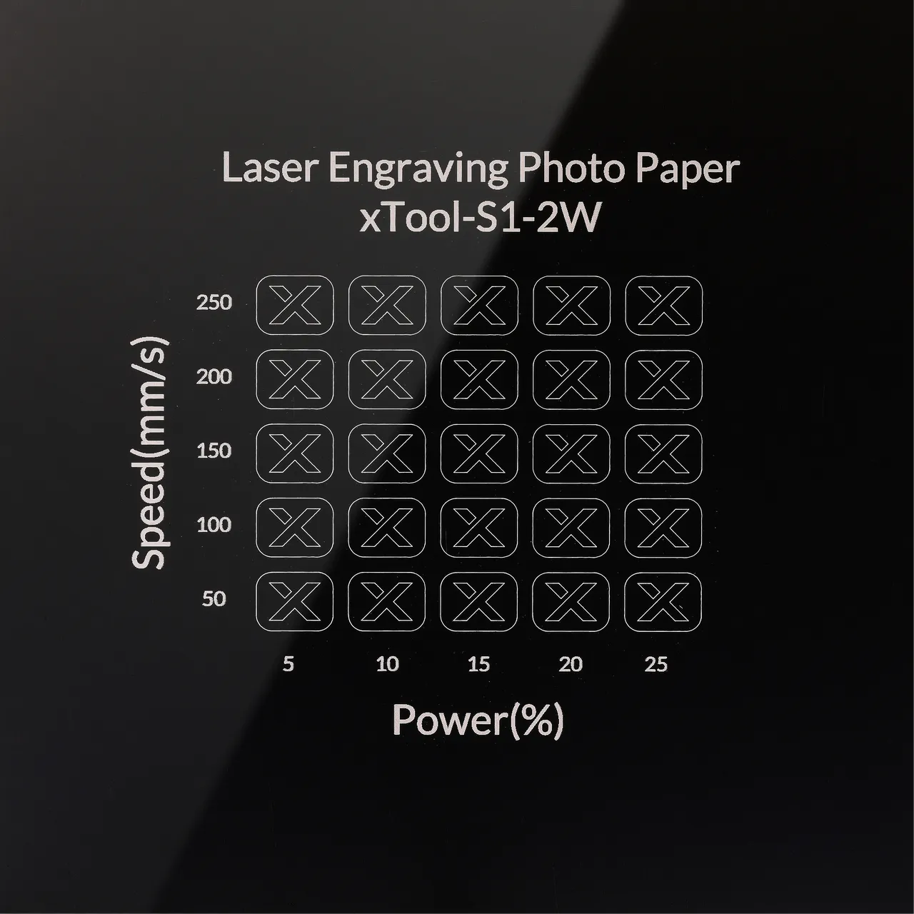 Laser Engraving Photo Paper test grid