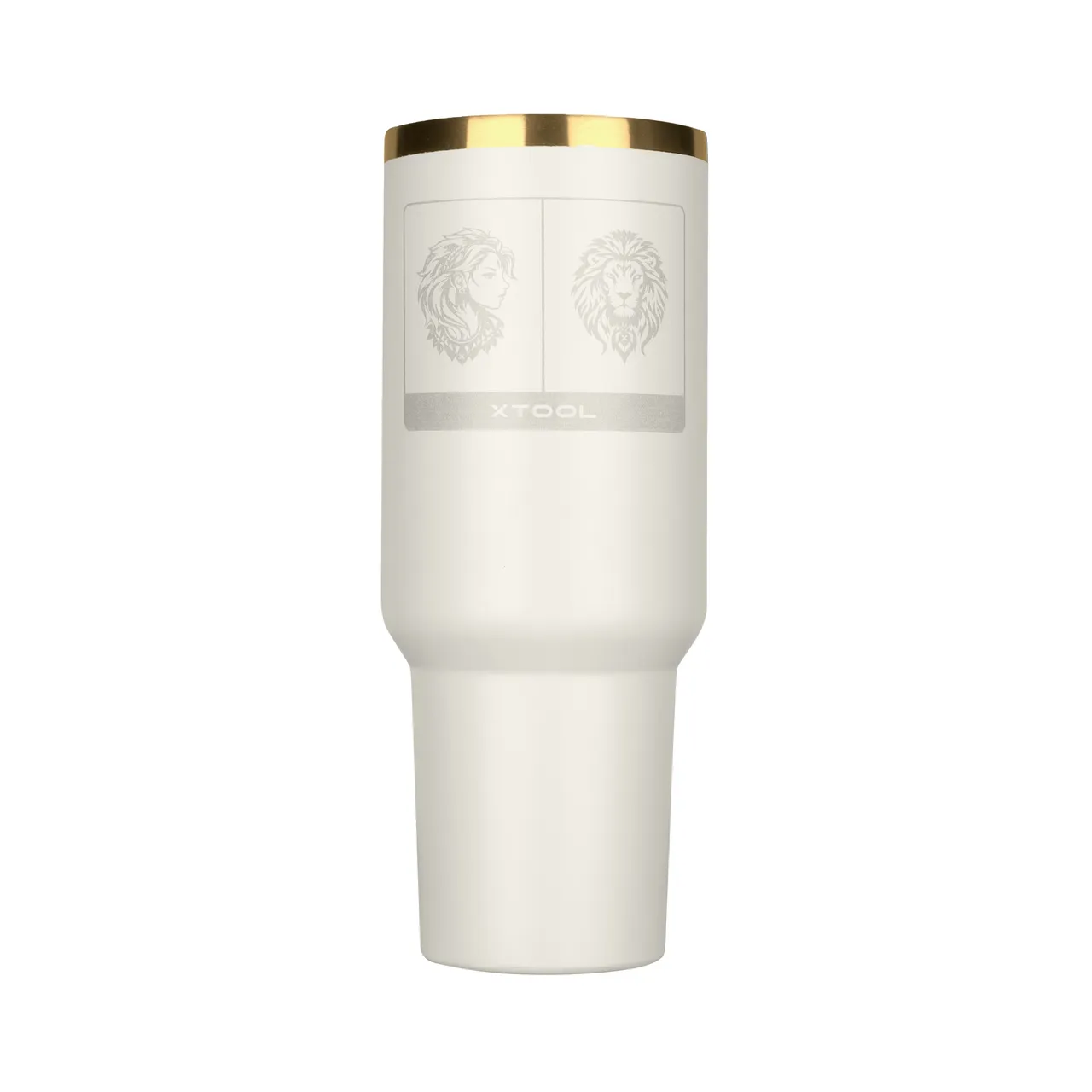 40oz(1183ml) Cream White to Gold Tumbler with Removable Handle test grid