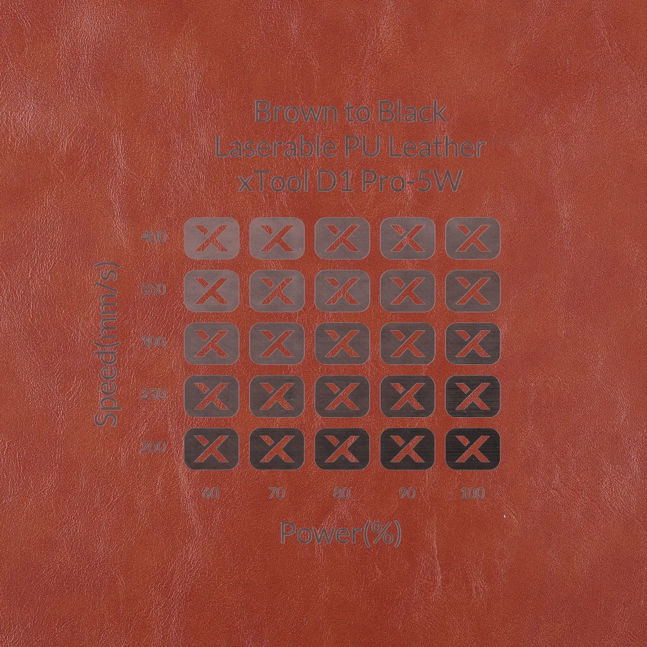 Brown to Black Laserable PU Leather Magnetic Bookmark test grid