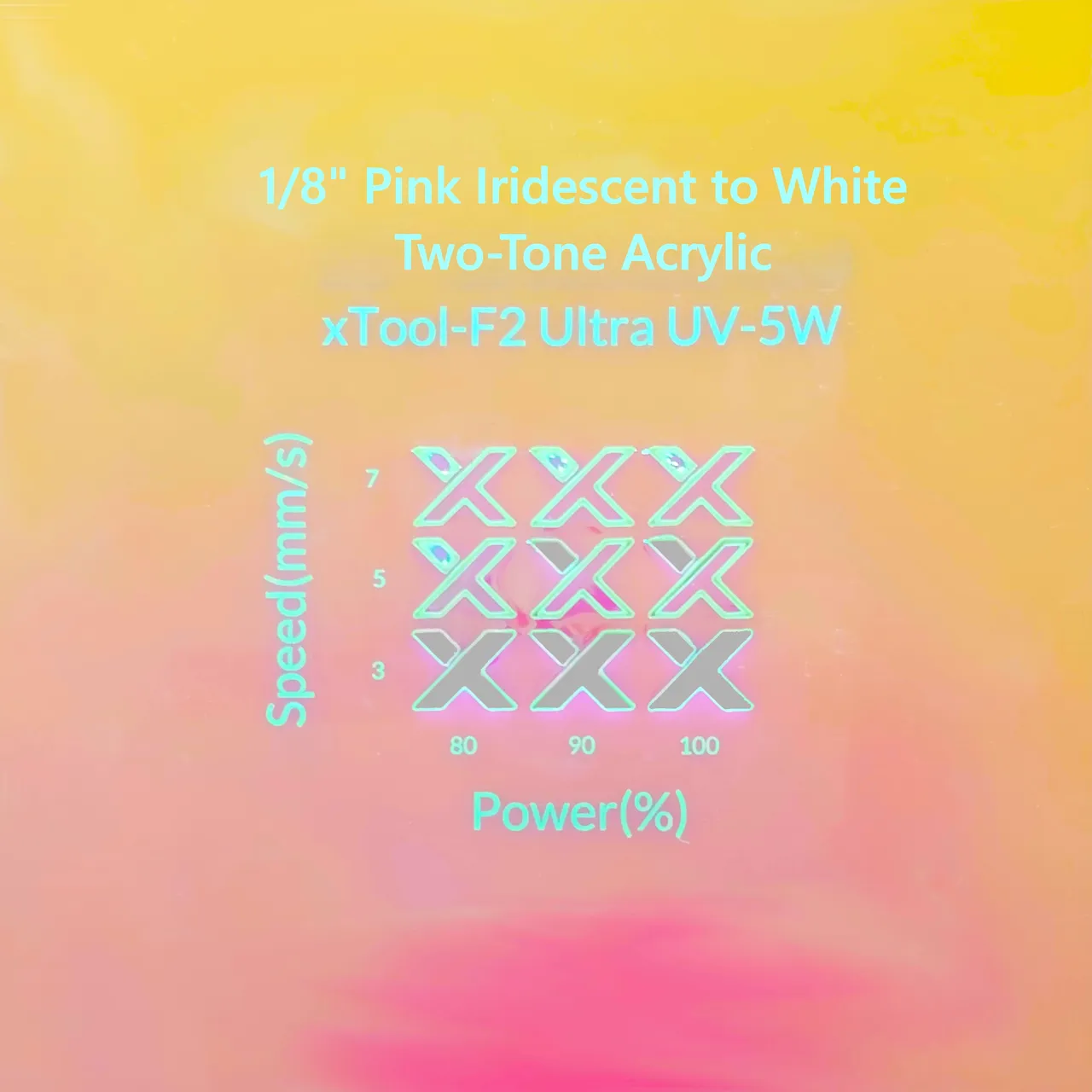 1/8"(3mm) Pink Iridescent to White Two-Tone Acrylic test grid