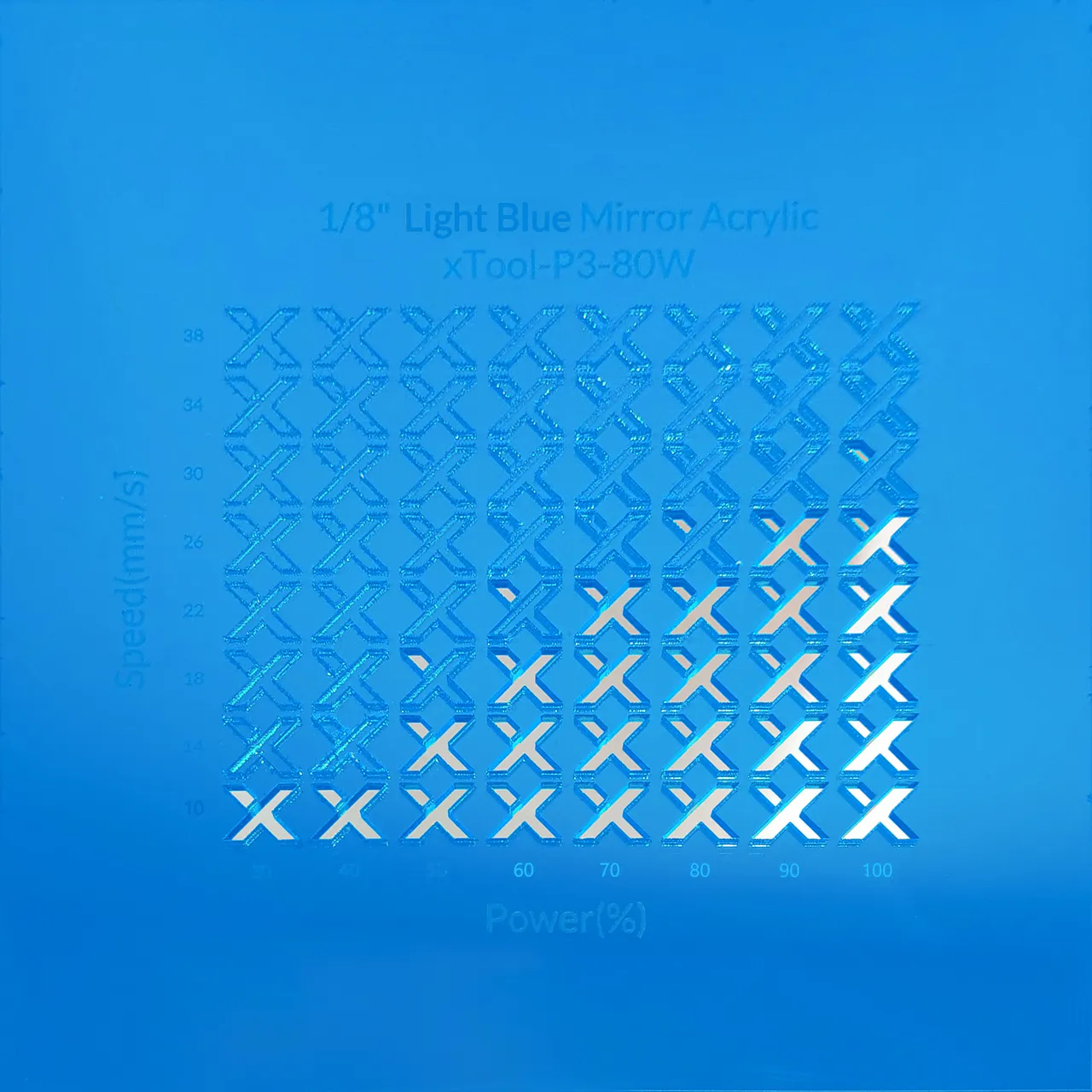 1/8"(3mm) Light Blue Mirror Acrylic test grid