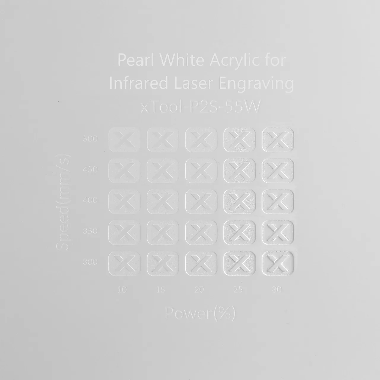 1/8"(3mm) Pearl White Acrylic for Infrared Laser Engraving test grid