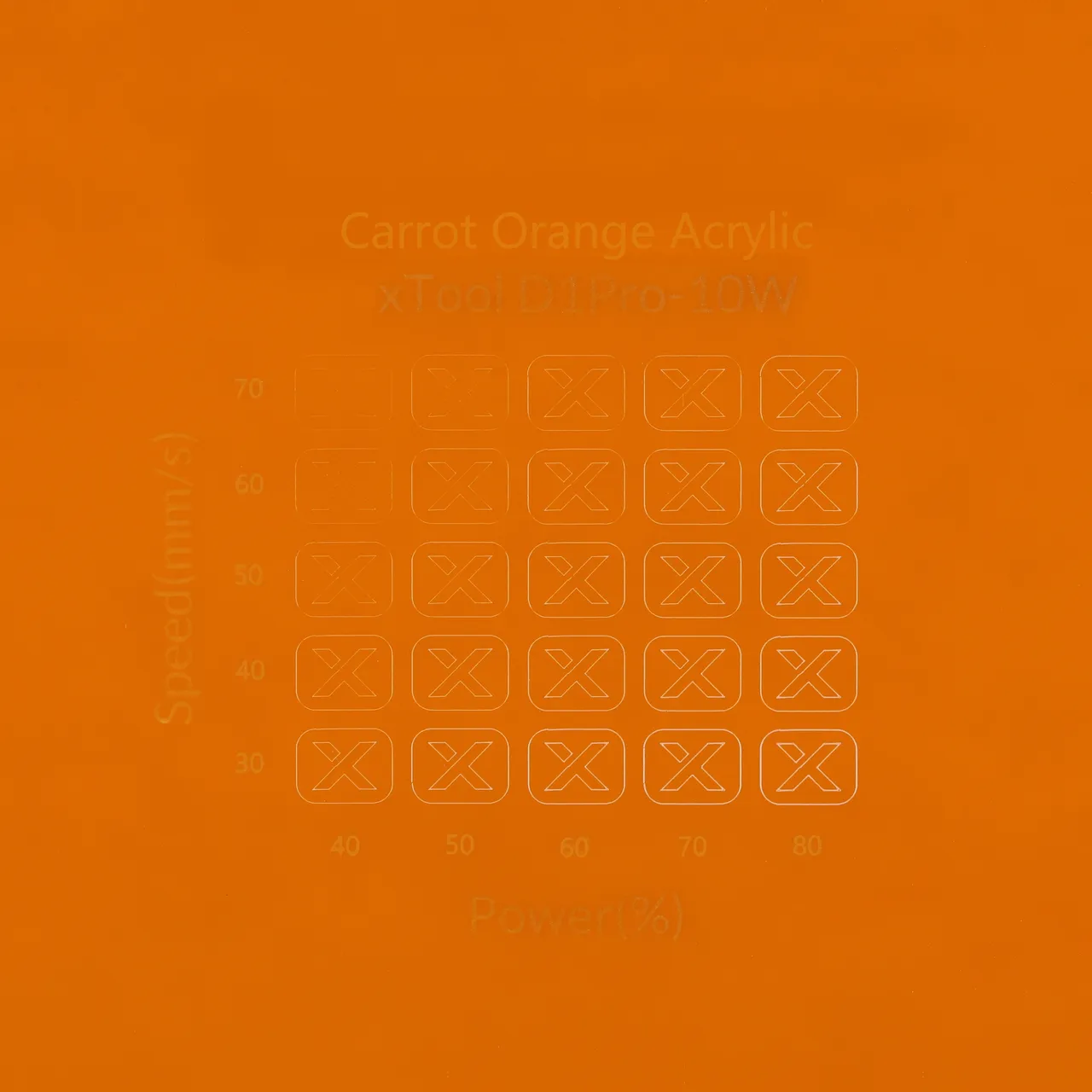 1/8"(3mm) Carrot Orange Acrylic test grid