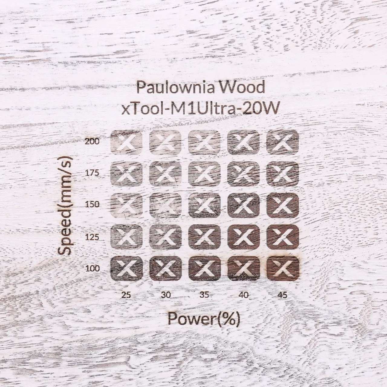 Distressed White Painted Paulownia Wood test grid