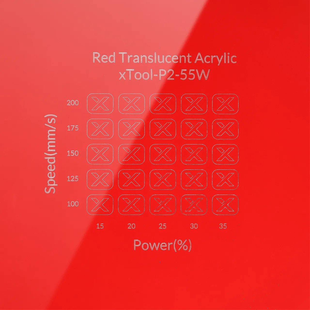 1/8"(3mm) Red Translucent Glossy Acrylic test grid