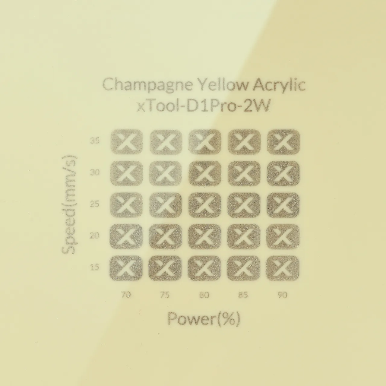 1/8"(3mm) Champagne Yellow Acrylic test grid